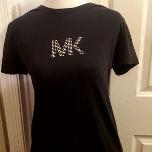 Michael Kors Black Studded  Bling Logo T-Shirt SIZE M